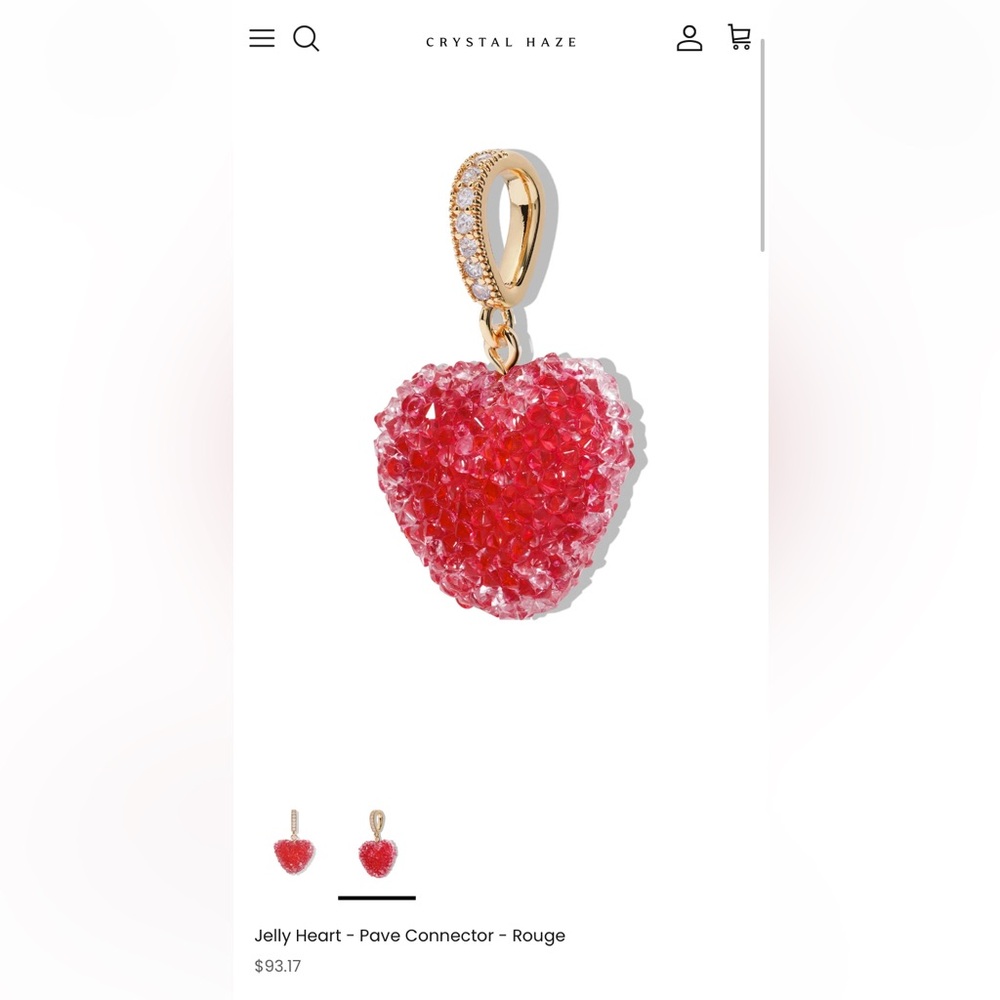 Jelly Heart - Pave Connector - Rouge